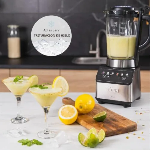 Ufesa ▫️ Batedeira Digital Citrine 1200 W, Jarro de Vidro de 1,5 L, 7 Funções Automáticas, 4 Lâminas de Aço Inoxidável, Autolimpeza e Trituração de Gelo, Smoothies, Controlo Tátil, Antiderrapante 3