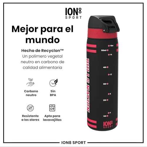 ion8 ▫️ NBA Garrafa à prova de fugas, fácil de abrir, fecho seguro, pega de transporte, lavável na máquina de lavar louça, aço inoxidável, ideal para desporto 5