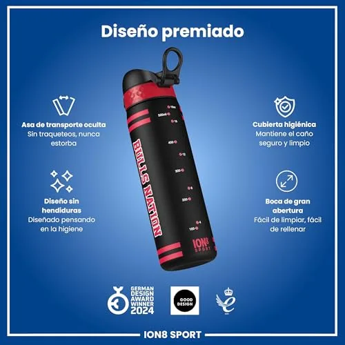 ion8 ▫️ NBA Garrafa à prova de fugas, fácil de abrir, fecho seguro, pega de transporte, lavável na máquina de lavar louça, aço inoxidável, ideal para desporto 6
