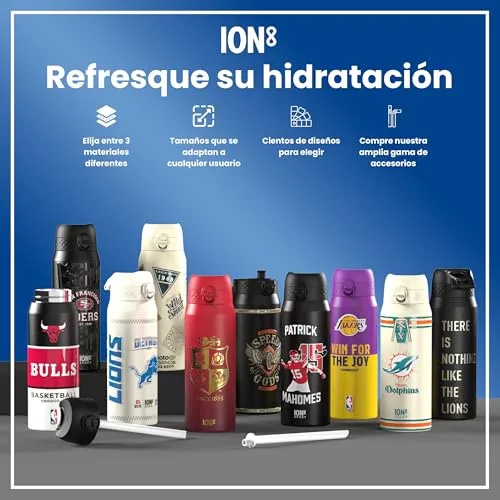 ion8 ▫️ NBA Garrafa à prova de fugas, fácil de abrir, fecho seguro, pega de transporte, lavável na máquina de lavar louça, aço inoxidável, ideal para desporto 7