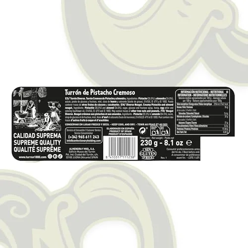 1880 ▫️ Turrón Cremoso de Pistácio – Qualidade Suprema – Tableta de 230 g 2