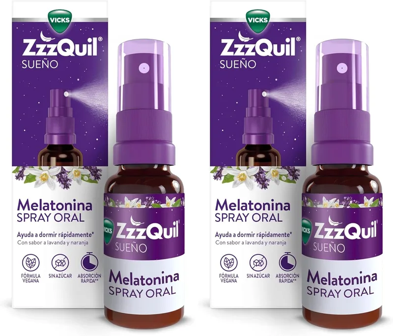 ZzzQuil ▫️ Natura Spray Oral de Melatonina, Suplemento Alimentar para o Sono, Dosagem Flexível de 0,5 mg a 1,5 mg de Melatonina, Sabor a Laranja e Lavanda, Sem Açúcar, Sem Álcool, Vegano, 30 ml