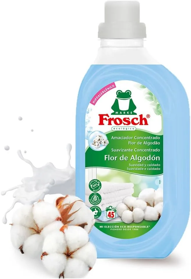 Frosch ▫️ Amaciador líquido concentrado ecológico com aroma a flor de algodão para máquina de lavar roupa, adequado para roupa branca e de cor, produto hipoalergénico e ecológico - 900 ml