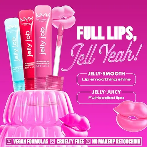NYX PROFESSIONAL MAKEUP ▫️ Jelly Job, Brilho Labial, Lábios com Volume e Brilho Intenso, Tom: Cherry Jelly 3