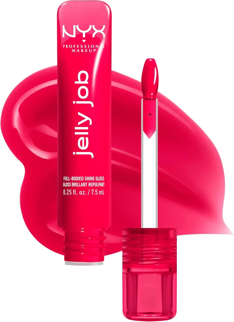 NYX PROFESSIONAL MAKEUP ▫️ Jelly Job, Brilho Labial, Lábios com Volume e Brilho Intenso, Tom: Cherry Jelly