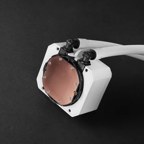 Mars Gaming ▫️ ML-PROII240 Refrigeração Líquida AIO, 450 W TDP, Bomba de 4.ª geração Opti-Chamber com base em cobre e microcanais, 2 ventoinhas de 120 mm FDB, bloco de alumínio escovado com FRGB linear, branco 3