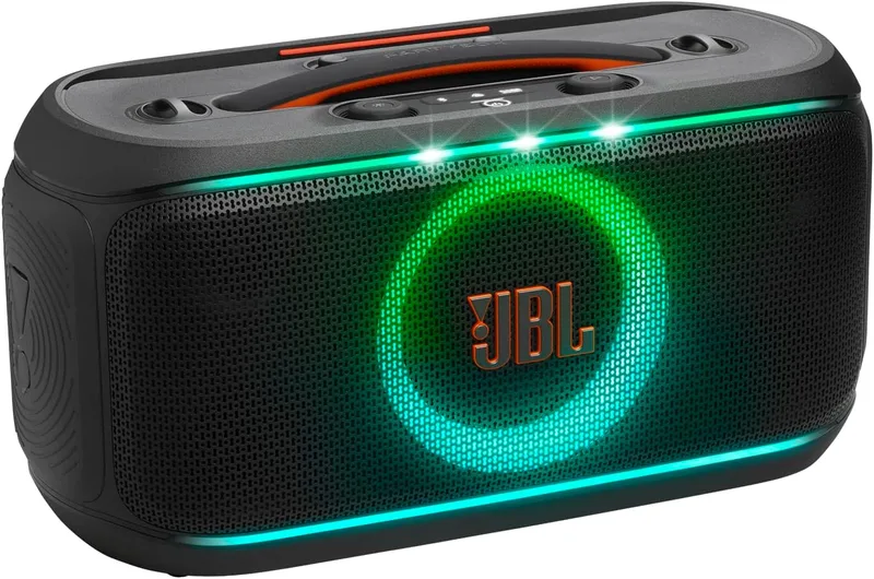 JBL ▫️ Coluna de festa portátil BL PartyBox On-The-Go 2, Bluetooth, microfone sem fios, espetáculo de luzes dinâmico, 15 h de autonomia da bateria, IPX4, som Pro, compatível com Auracast, preto