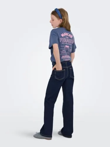 ONLY ▫️ Girl Jeans de perna larga Kogjuicy, cintura média, corte largo - Calças de ganga de perna larga para menina KOGJUICY, cintura média, corte largo, calças de ganga para mulher 2
