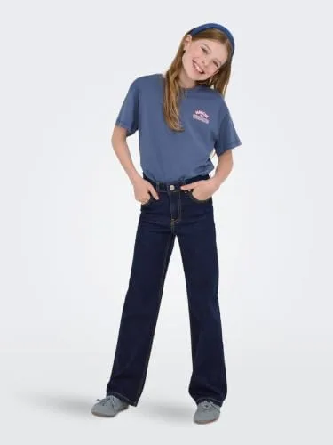 ONLY ▫️ Girl Jeans de perna larga Kogjuicy, cintura média, corte largo - Calças de ganga de perna larga para menina KOGJUICY, cintura média, corte largo, calças de ganga para mulher 3
