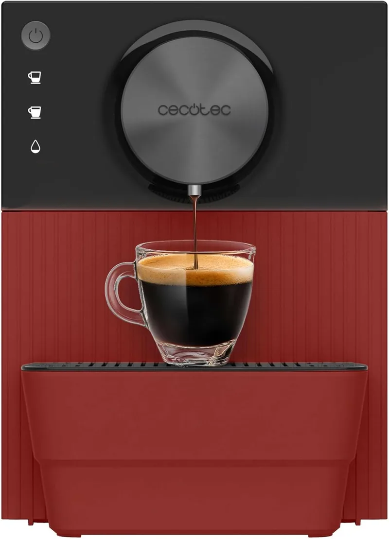 Cecotec ▫️ Cafeteira Superautomática Compacta Cremmaet Cube Red. 1350W, Desempenho profissional, Sistema de prensagem, Pré-infusão, 19Bar, Sistema Thermoblock, 5 níveis de moagem, Controlo tátil