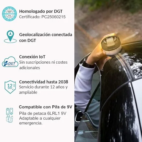 RAYKONG ▫️ Baliza V16 Geolocalização DGT 3.0 | com 1 indicador LED de ligação | GPS | Homologada pela DGT [SIM e dados pagos até 2038] Luz de emergência de segunda geração 4