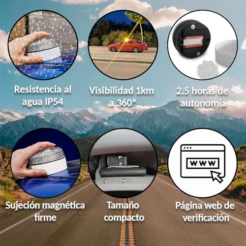 RAYKONG ▫️ Baliza V16 Geolocalização DGT 3.0 | com 1 indicador LED de ligação | GPS | Homologada pela DGT [SIM e dados pagos até 2038] Luz de emergência de segunda geração 5