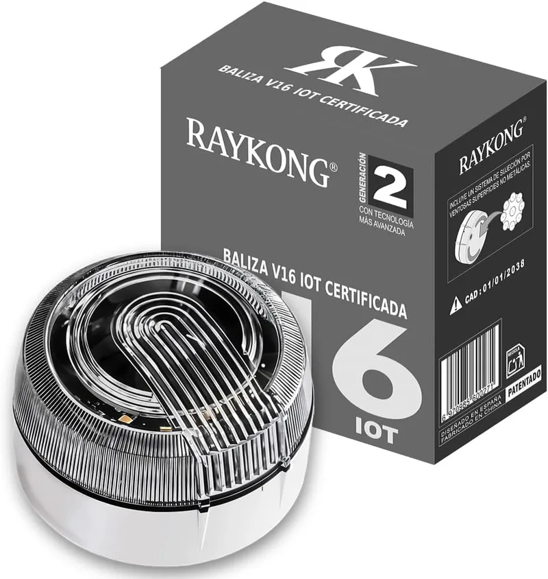 RAYKONG ▫️ Baliza V16 Geolocalização DGT 3.0 | com 1 indicador LED de ligação | GPS | Homologada pela DGT [SIM e dados pagos até 2038] Luz de emergência de segunda geração