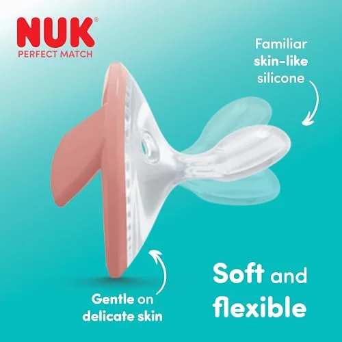 NUK ▫️ Perfect Match – Chupeta para bebés dos 0 aos 6 meses, adequada para a amamentação, chupeta ortodôntica, aceitação por 95% dos bebés, verde e azul, 2 unidades 4
