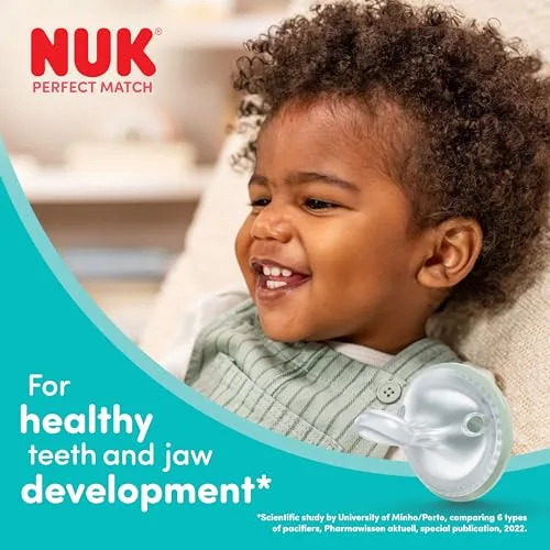 NUK ▫️ Perfect Match – Chupeta para bebés dos 0 aos 6 meses, adequada para a amamentação, chupeta ortodôntica, aceitação por 95% dos bebés, verde e azul, 2 unidades 5