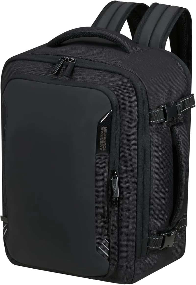 American Tourister ▫️ Take2Cabin Pro - Ryanair/Wizz Air/Vueling Mala de Cabine (40 x 30 x 20 cm, 26,5 l, 0,60 kg) - Bagagem de mão para colocar debaixo do assento, mochila de avião S/M para colocar debaixo do assento - Preto (Flash Black)