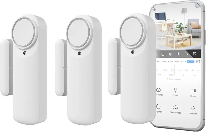 NIVIAN ▫️ Alarme de porta inteligente WiFi sensor de porta magnético, sem fios com aplicação móvel, notificações em tempo real, botão manual, sirene de 100dB (Embalagem 3)