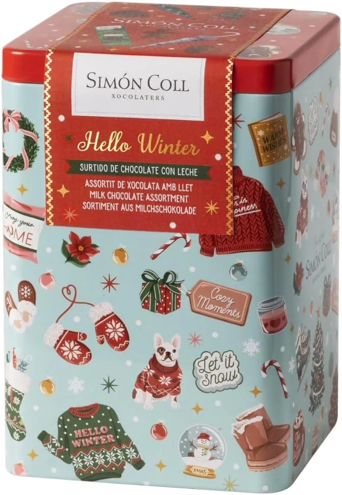 Simon Coll ▫️ Sortido de chocolates em lata Hello Winter, 120g | Simón Coll