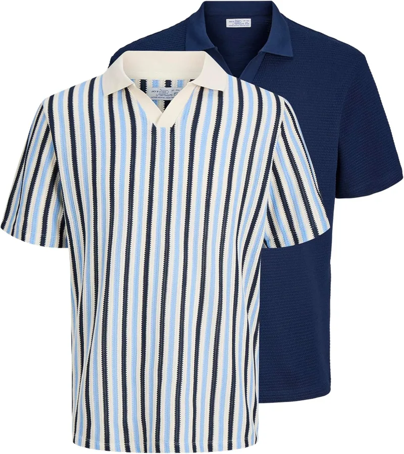 JACK & JONES ▫️ Jprbluharry SS Polo com Gola Dividida Sn 2Pk MP (Conjunto de 2) para Homem