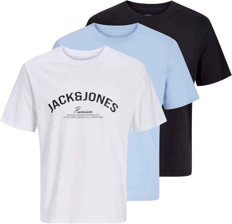 JACK & JONES ▫️ Jprblatommy Camiseta de manga curta Fst, pacote de 3, MP Jprblatommy Camiseta de manga curta Fst, pacote de 3, MP, Homem (Pacote de 3)