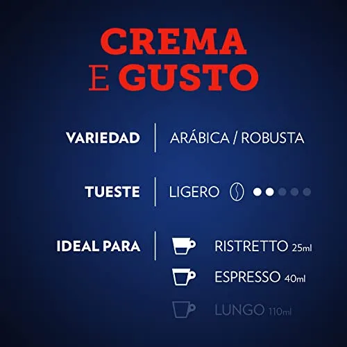 Lavazza ▫️ Crema e Gusto Risveglio Classico, 60 cápsulas de alumínio compatíveis com máquinas Nespresso, com notas de chocolate e frutos secos, mistura de Arábica e Robusta, intensidade 12/13, torra média 5