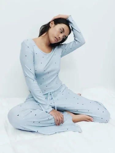 Marks & Spencer ▫️ Conjunto de pijama Pointelle estampado para mulher, corte normal, cintura elástica, com elasticidade 2