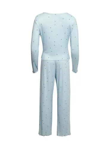 Marks & Spencer ▫️ Conjunto de pijama Pointelle estampado para mulher, corte normal, cintura elástica, com elasticidade 5