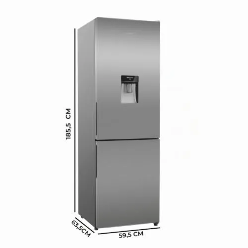 Cecotec ▫️ Frigorífico Combi Total No Frost de 322 L, modelo Bolero CoolMarket Combi 322i WD, em aço inoxidável, 185,5 cm de altura, 59,5 cm de largura, Classe E, tecnologia Multi Airflow, HumidityFlex HUB, iluminação LED interior, aço inoxidável 2