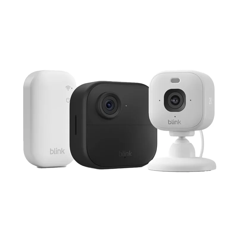 Blink ▫️ Câmara Outdoor 4 + Câmara Mini 2K+ Branca (última geração) | câmara de segurança inteligente HD sem fios, 2 anos de autonomia da bateria| sistema de 1 câmara com módulo de sincronização Core incluído