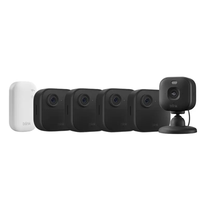 Blink ▫️ Outdoor 4 Câmaras + Mini 2K+ Câmara (Preto), Módulo Sync Core incluído