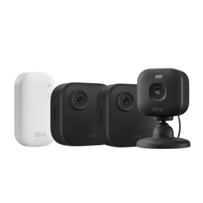 Blink ▫️ Outdoor 4 Câmaras + Mini 2K+ Câmara (Preto), Módulo Sync Core incluído