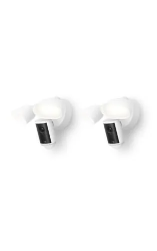 Ring ▫️ Floodlight Cam Pro com holofotes (Floodlight Cam Pro, última geração) | Câmara de segurança para exterior | Retinal 4K, zoom de 10x, holofotes de 2000 lúmenes | Período de teste gratuito de 30 dias do plano de subscrição | 2 câmaras 2