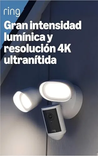 Ring ▫️ Floodlight Cam Pro com holofotes (Floodlight Cam Pro, última geração) | Câmara de segurança para exterior | Retinal 4K, zoom de 10x, holofotes de 2000 lúmenes | Período de teste gratuito de 30 dias do plano de subscrição | 2 câmaras 3