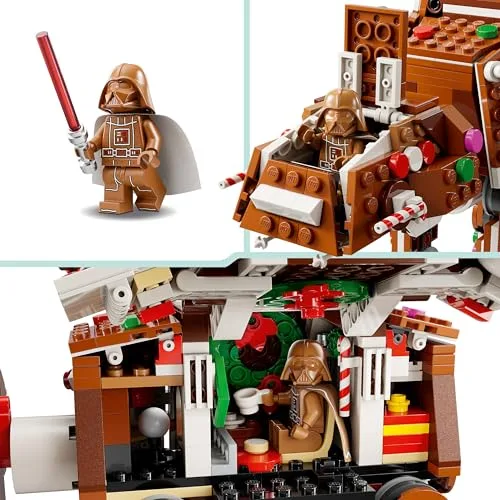 LEGO ▫️ Star Wars 40806 AT-AT de gengibre – Kit de artesanato de Natal – Minifigura do Darth Vader e sabre de laser – Decoração natalícia – Presente para crianças a partir dos 10 anos 4
