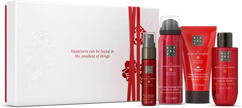 RITUALS ▫️ Conjunto de presente «O Ritual do Ayurveda», tamanho pequeno, caixa de presente com produtos de higiene pessoal com óleo de rosa indiana e amêndoas doces | Fragrância equilibrada