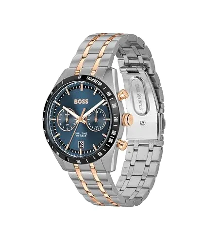 BOSS ▫️ Relógio analógico multifunções de quartzo para homem, coleção TOURMASTER - Disponível na versão com bracelete em aço inoxidável ou em pele 2