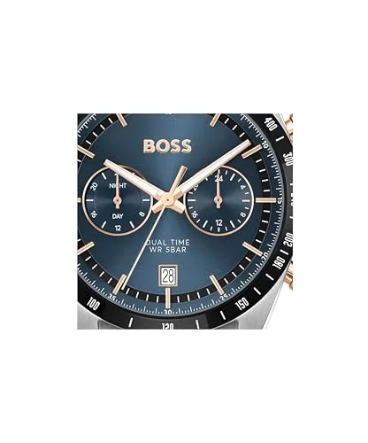 BOSS ▫️ Relógio analógico multifunções de quartzo para homem, coleção TOURMASTER - Disponível na versão com bracelete em aço inoxidável ou em pele 4