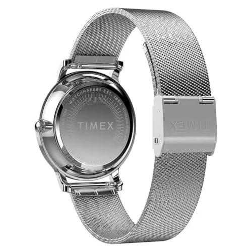 Timex ▫️ Transcend TW2Y10200 - Relógio com bracelete em malha prateada e mostrador prateado para mulher, 34 mm 4