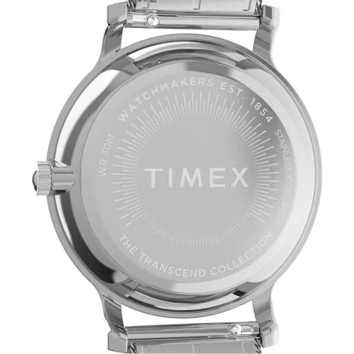 Timex ▫️ Transcend TW2Y10200 - Relógio com bracelete em malha prateada e mostrador prateado para mulher, 34 mm 6