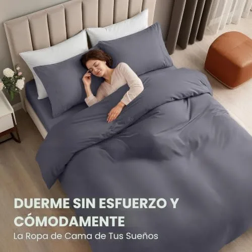 Utopia Bedding ▫️ Capa de edredão King com lençol de baixo ajustável (78 x 80 polegadas) – 2 fronhas King – Conjunto de cama de luxo para todas as estações com capa de edredão com fecho de correr – Sem 4