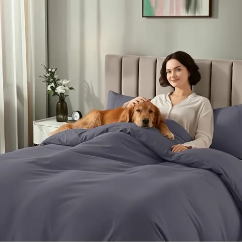 Utopia Bedding ▫️ Capa de edredão King com lençol de baixo ajustável (78 x 80 polegadas) – 2 fronhas King – Conjunto de cama de luxo para todas as estações com capa de edredão com fecho de correr – Sem 7