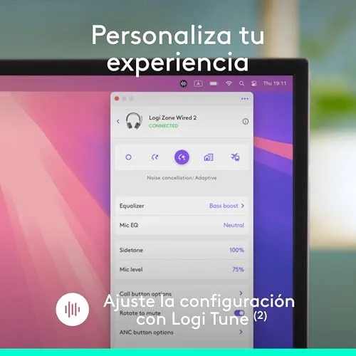Logitech ▫️ Zone Wired 2: Auscultadores com cancelamento de ruído, rosa 7