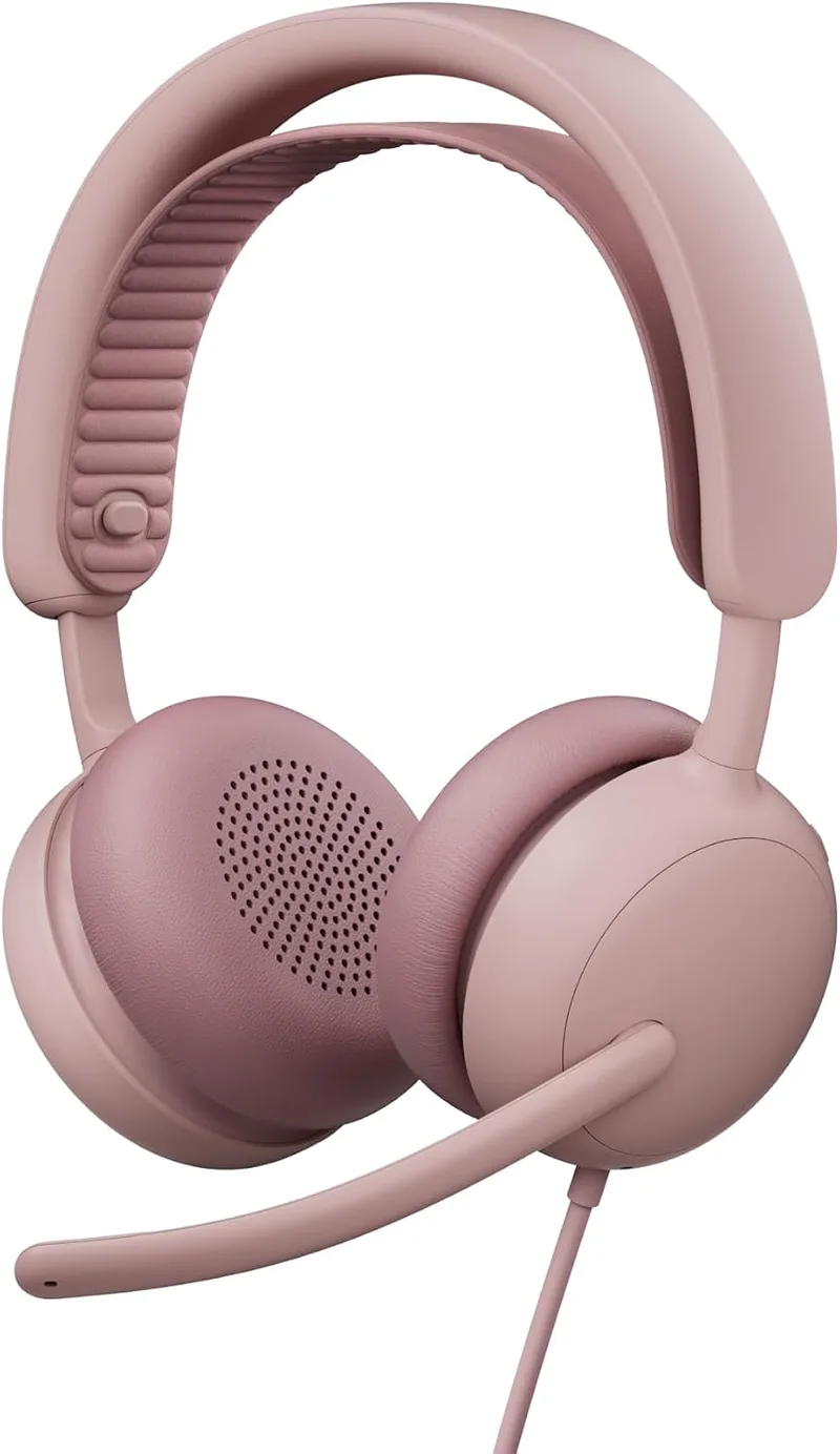 Logitech ▫️ Zone Wired 2: Auscultadores com cancelamento de ruído, rosa
