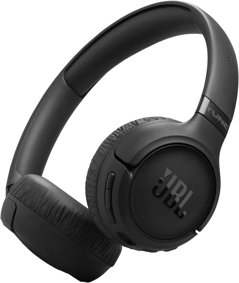 JBL ▫️ Tune 680 NC, auscultadores sobre o ouvido sem fios leves com cancelamento de ruído adaptável, Bluetooth 6.0 e 76 horas de autonomia da bateria, emparelhamento rápido Google, emparelhamento rápido Microsoft, preto