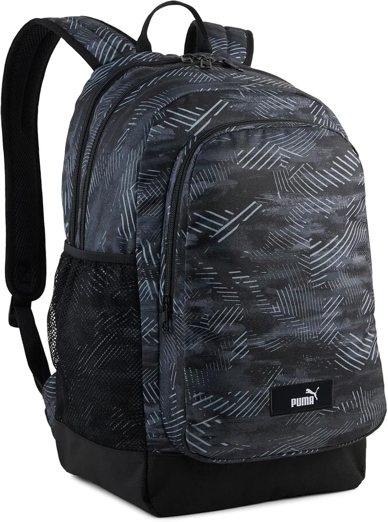 PUMA ▫️ Mochila Academy com estampado integral, 29 l, tamanho único, Flat Medium Gray Camouflage AOP