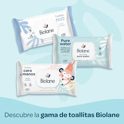 Biolane ▫️ ​- Toalhitas Pure Water para bebé, 384 toalhitas (8 embalagens de 48 unidades), 99 % de água purificada, apenas 4 ingredientes, sem perfume, pele sensível, recém-nascidos, fibras 100 % vegetais, sem plástico 6