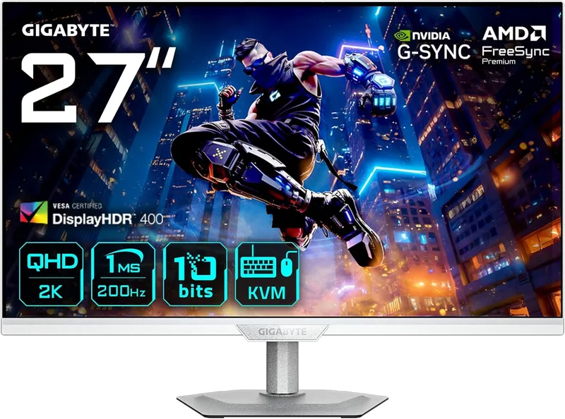 Gigabyte Technology ▫️ GIGABYTE M27Q2 QD Ice Gaming Monitor 27" QHD - 2560 x 1440, 200Hz, 1ms, 350 CD/m², FreeSync Premium, Display HDR400, HDMI 2.0, DisplayPort 1.4