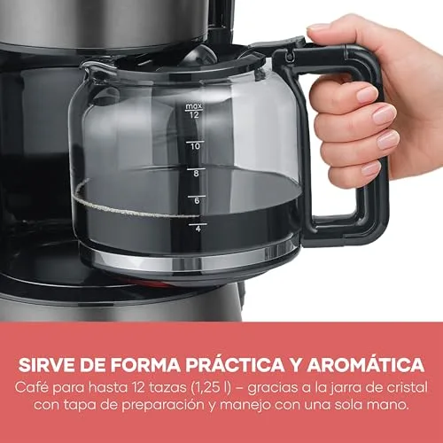 Severin ▫️ Máquina de café por filtragem «TYPE» com jarro de vidro, Inox Escuro-Preto 4