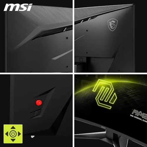MSI ▫️ mag 242CA Monitor Gaming de 24" FHD 1500R, 1920 x 1080 VA, 180 Hz, 1 ms, compatível com HDR, proteção ocular, HDMI 2.0b, DP 1.2a, sem moldura, inclinação ajustável, montagem VESA, preto 5