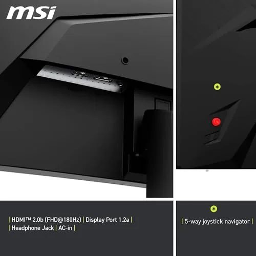 MSI ▫️ mag 242CA Monitor Gaming de 24" FHD 1500R, 1920 x 1080 VA, 180 Hz, 1 ms, compatível com HDR, proteção ocular, HDMI 2.0b, DP 1.2a, sem moldura, inclinação ajustável, montagem VESA, preto 6